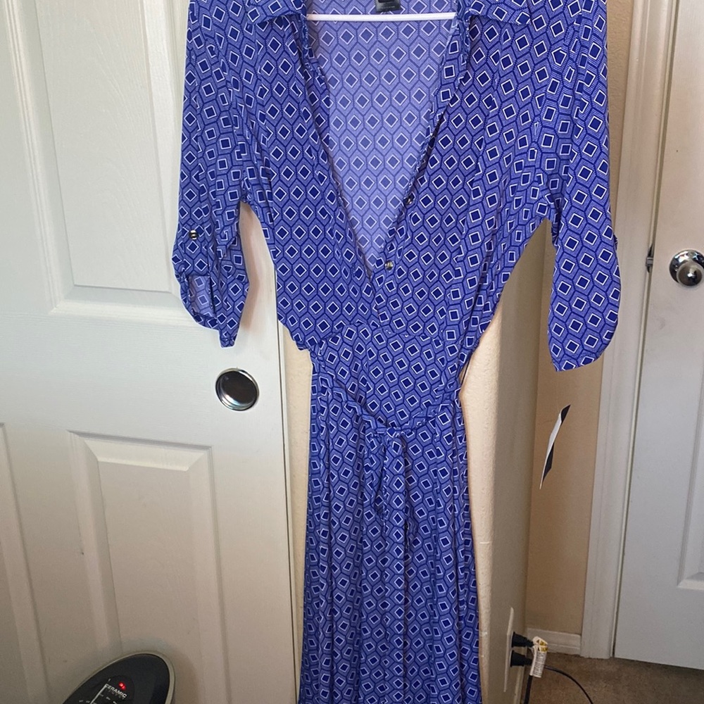 Blue Drawstring Dress